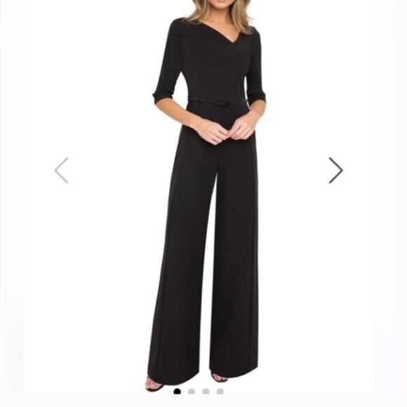 NWT Black Halo Classic 3/4 Sleeve Jackie O Jumpsuit Black 0 - Picture 1 of 7